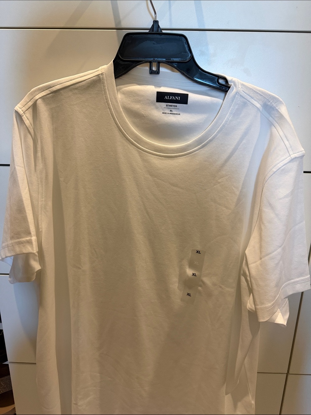 Alfani White Stretch Crewneck Short Sleeve Tee